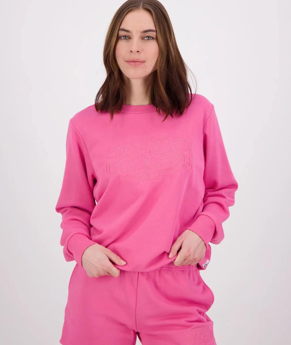 Swanndri Scholar Embroidered Crew Raspberry