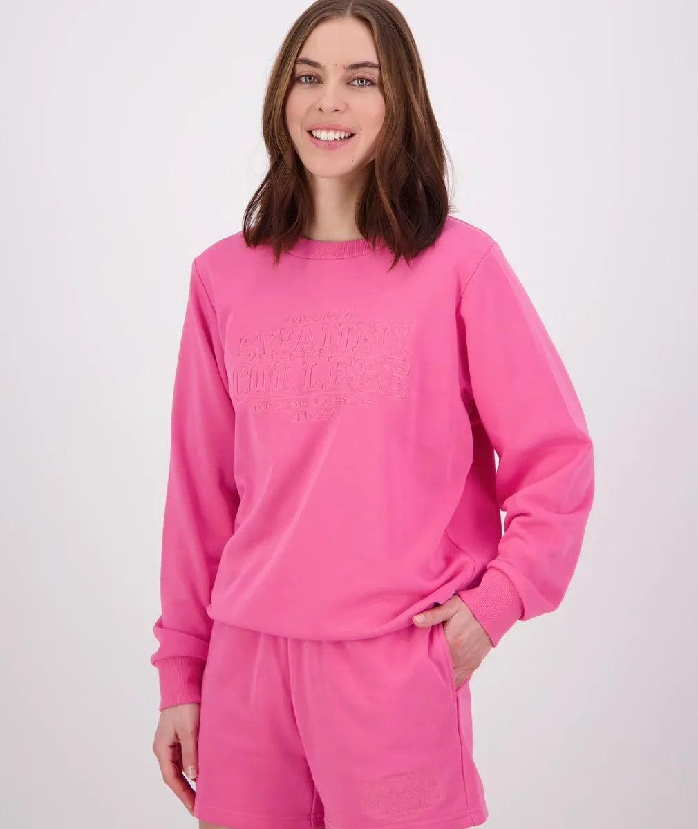 Swanndri Scholar Embroidered Crew Raspberry