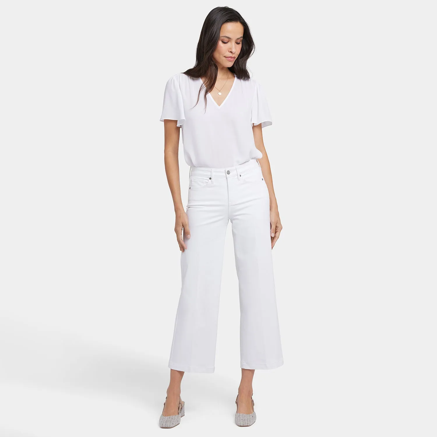 Teresa Wide Leg Ankle Jeans In Petite - Optic White