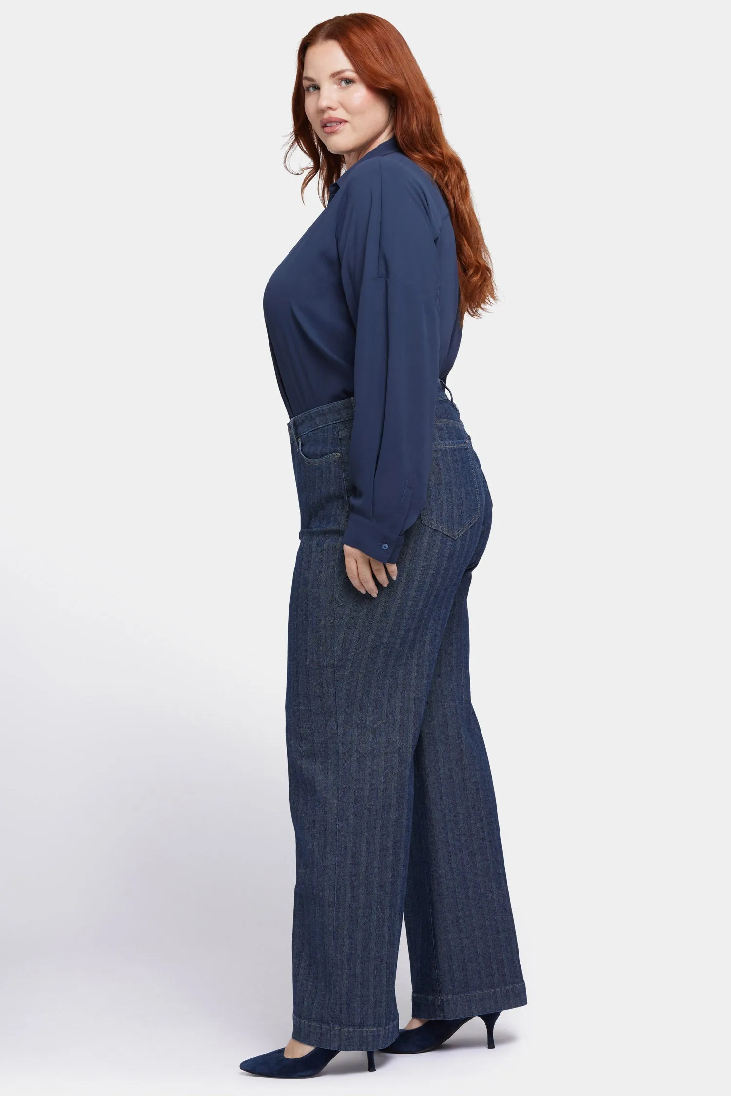 Teresa Wide Leg Jeans In Plus Size  - Twilight Stripe
