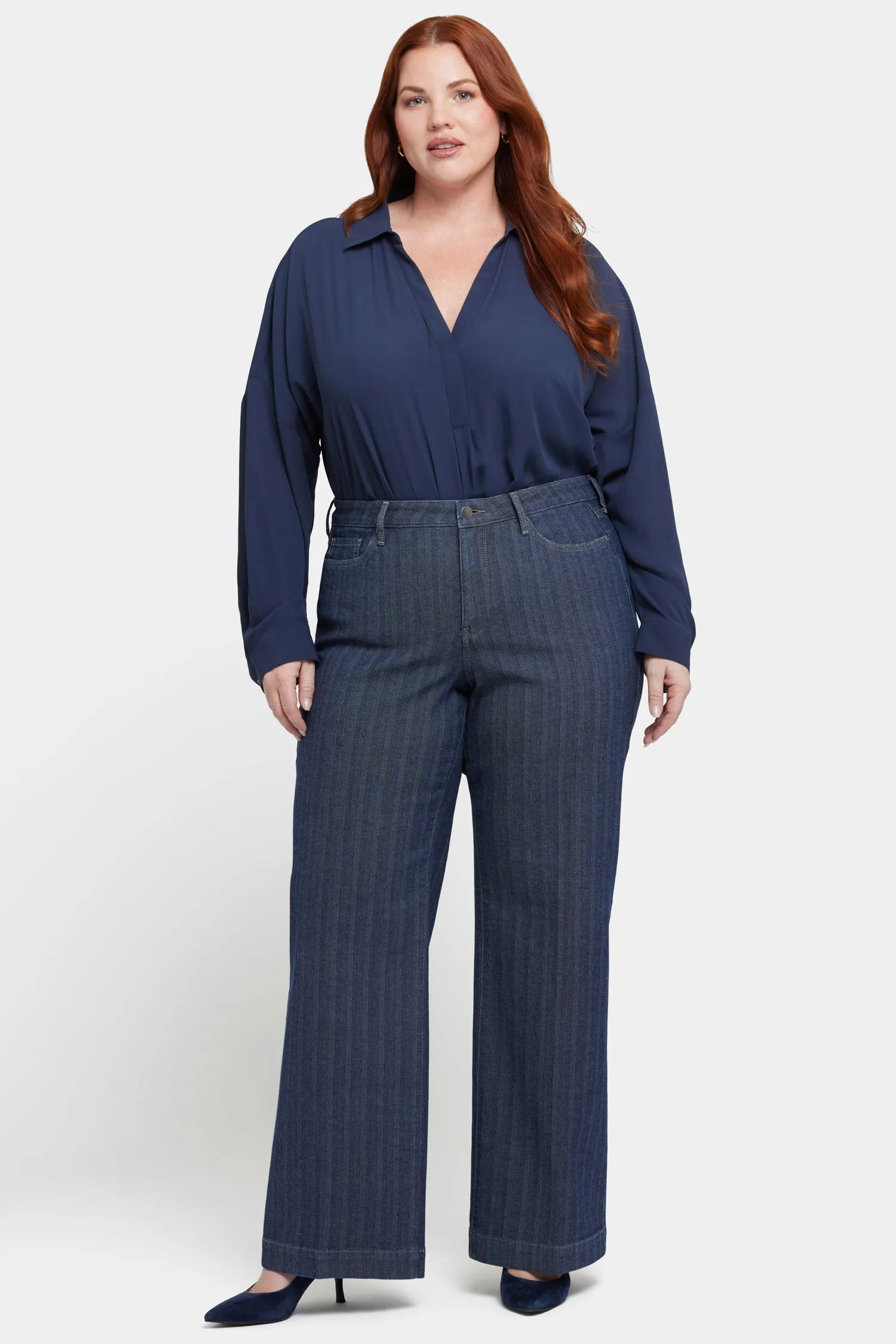 Teresa Wide Leg Jeans In Plus Size  - Twilight Stripe