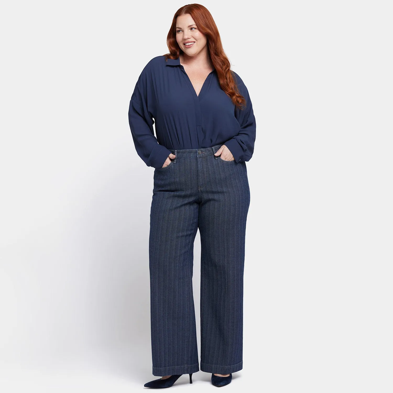 Teresa Wide Leg Jeans In Plus Size  - Twilight Stripe