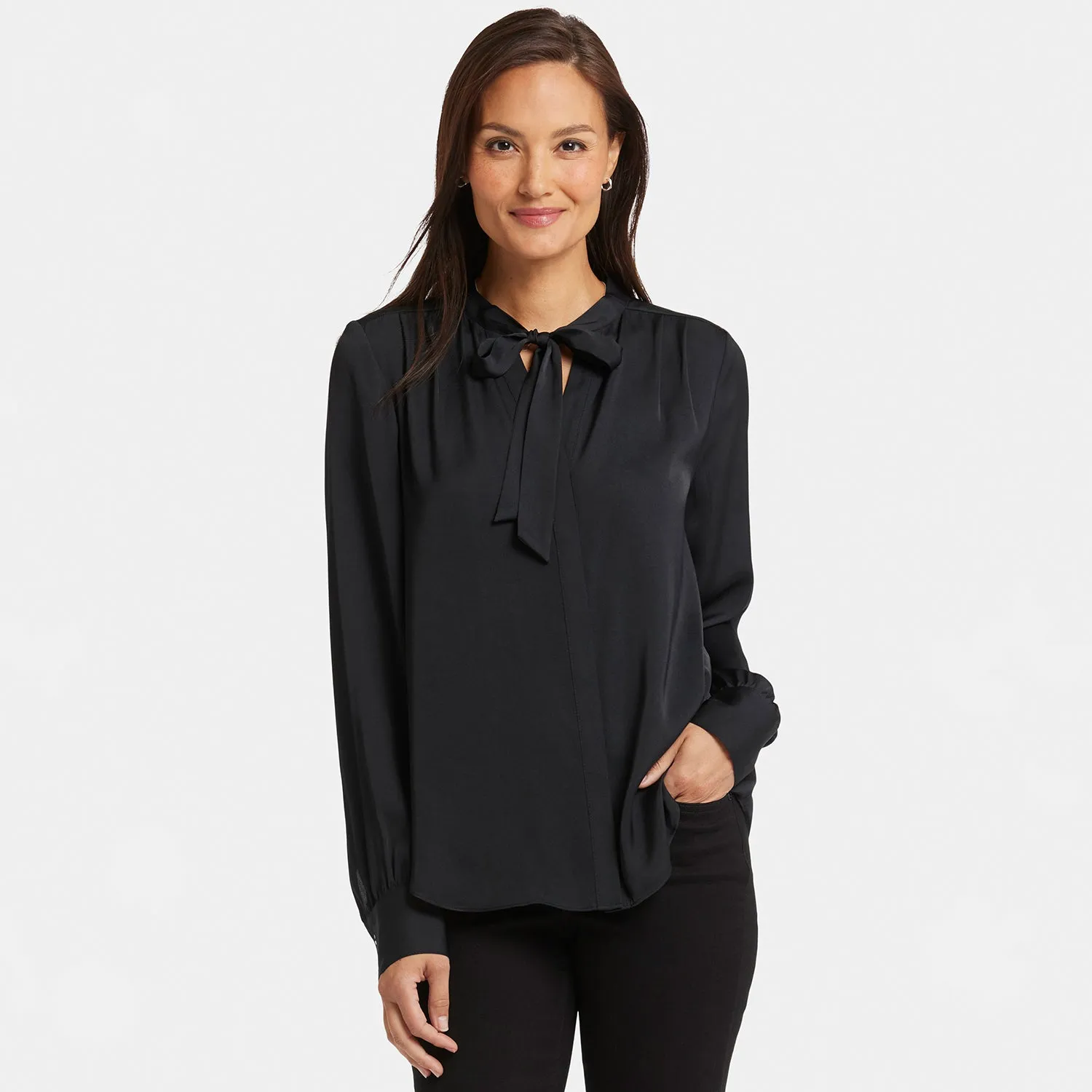 Tie-Neck Blouse - Black