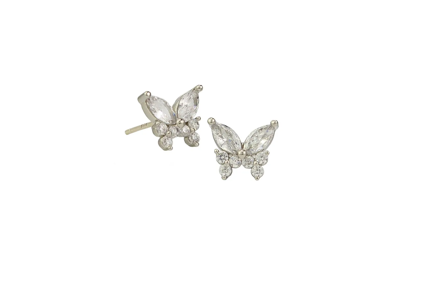 Tiger Tree Crystal Apollo Butterfly Stud Silver