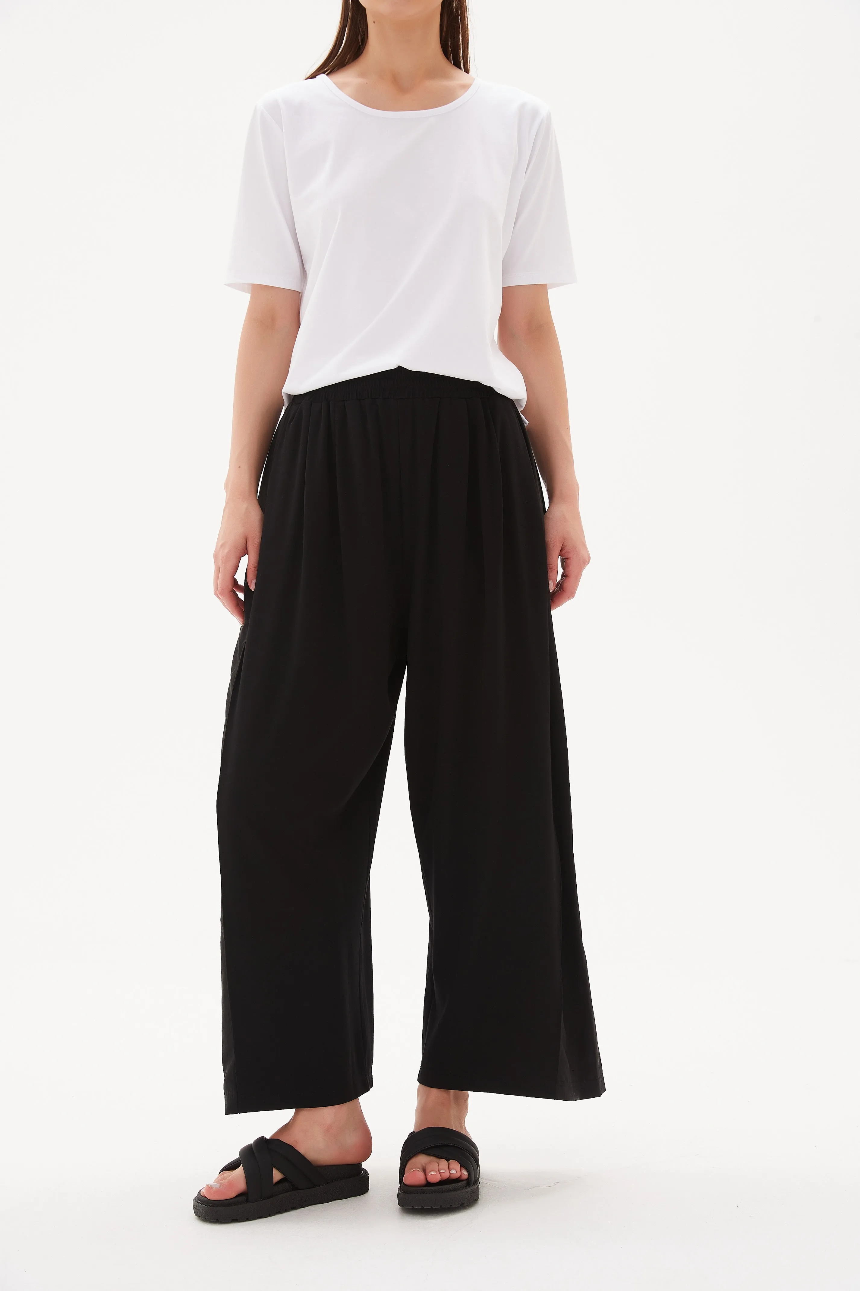 Tirelli Side Panel Palazzo Pant Black