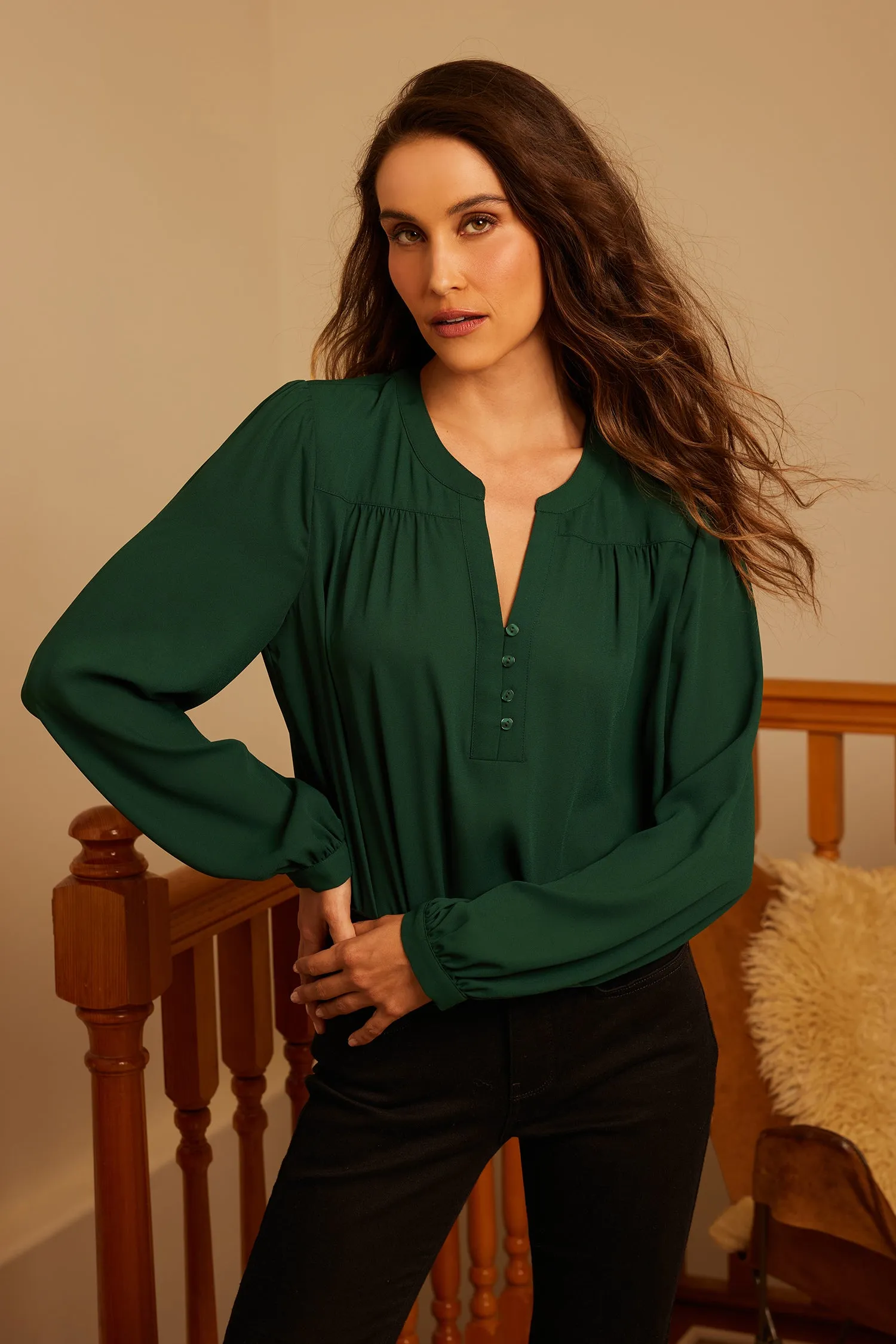 Trinity Blouse - Pine Forest