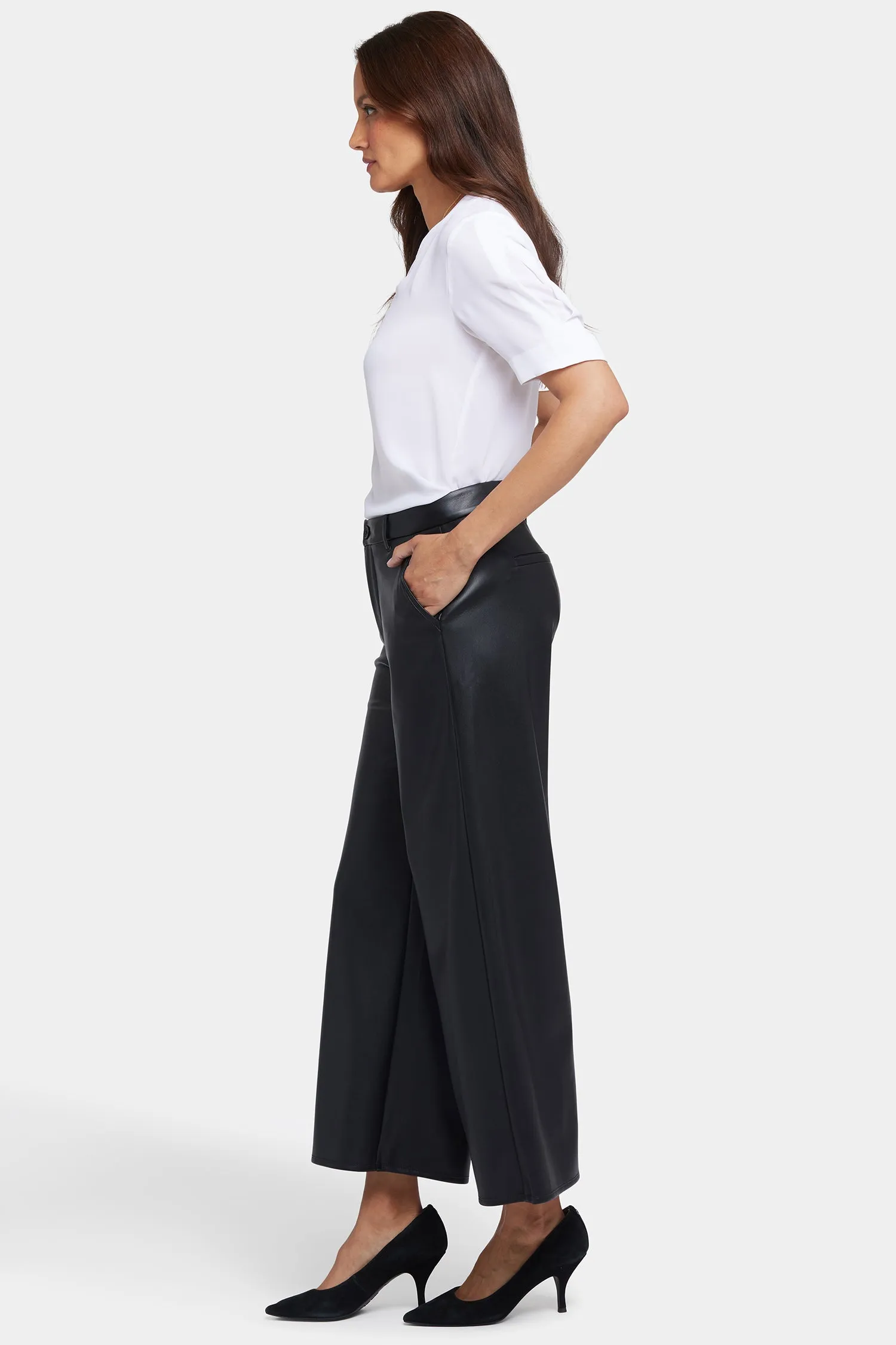 Vegan Stretch Leather Morgan Trouser Pants - Black