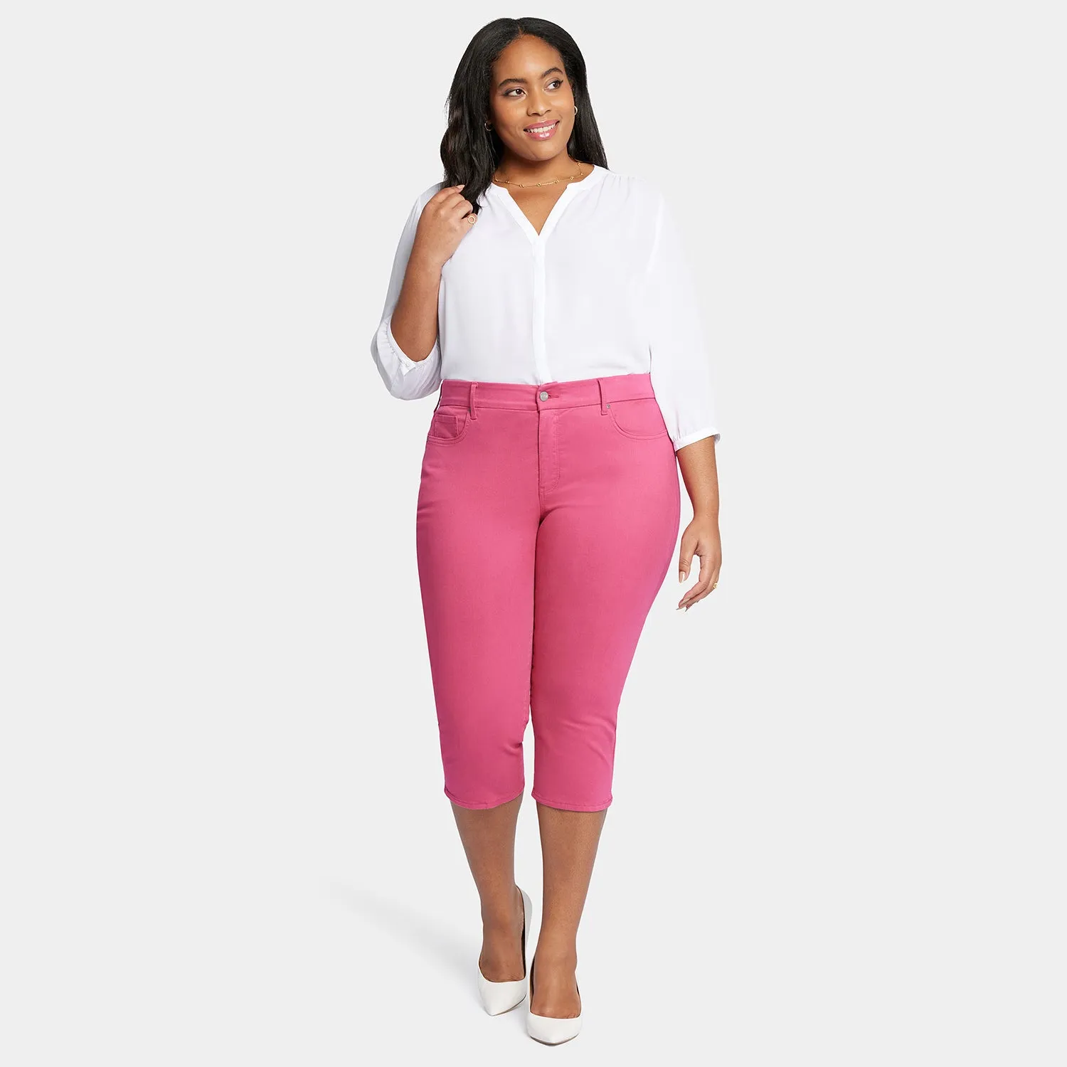 Waist-Match™ Slim Straight Crop Jeans In Plus Size - Raspberry Pink