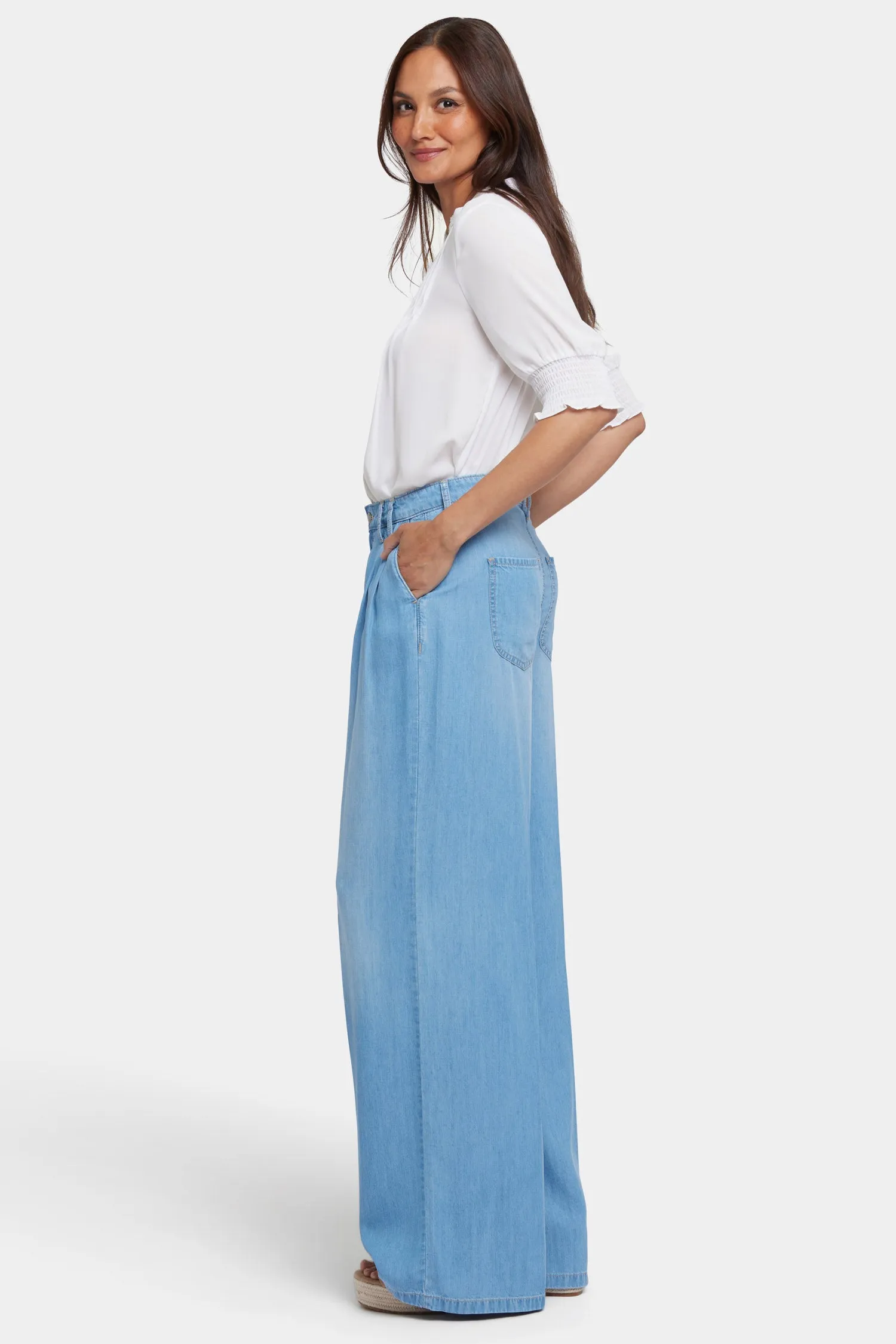Whitney Pleated Trouser Pants - Canary Beach