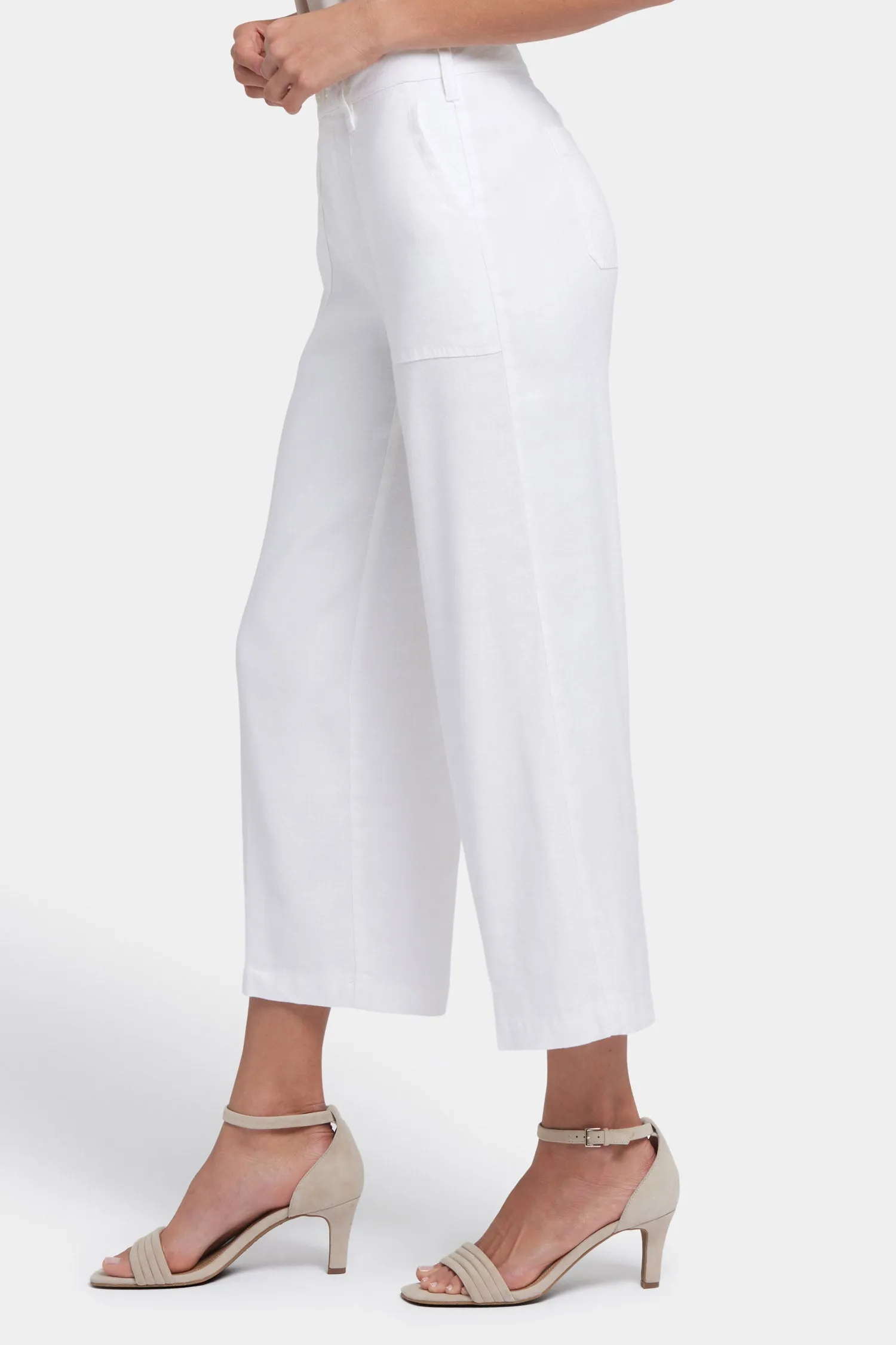 Wide Leg Cargo Capri Pants - Optic White