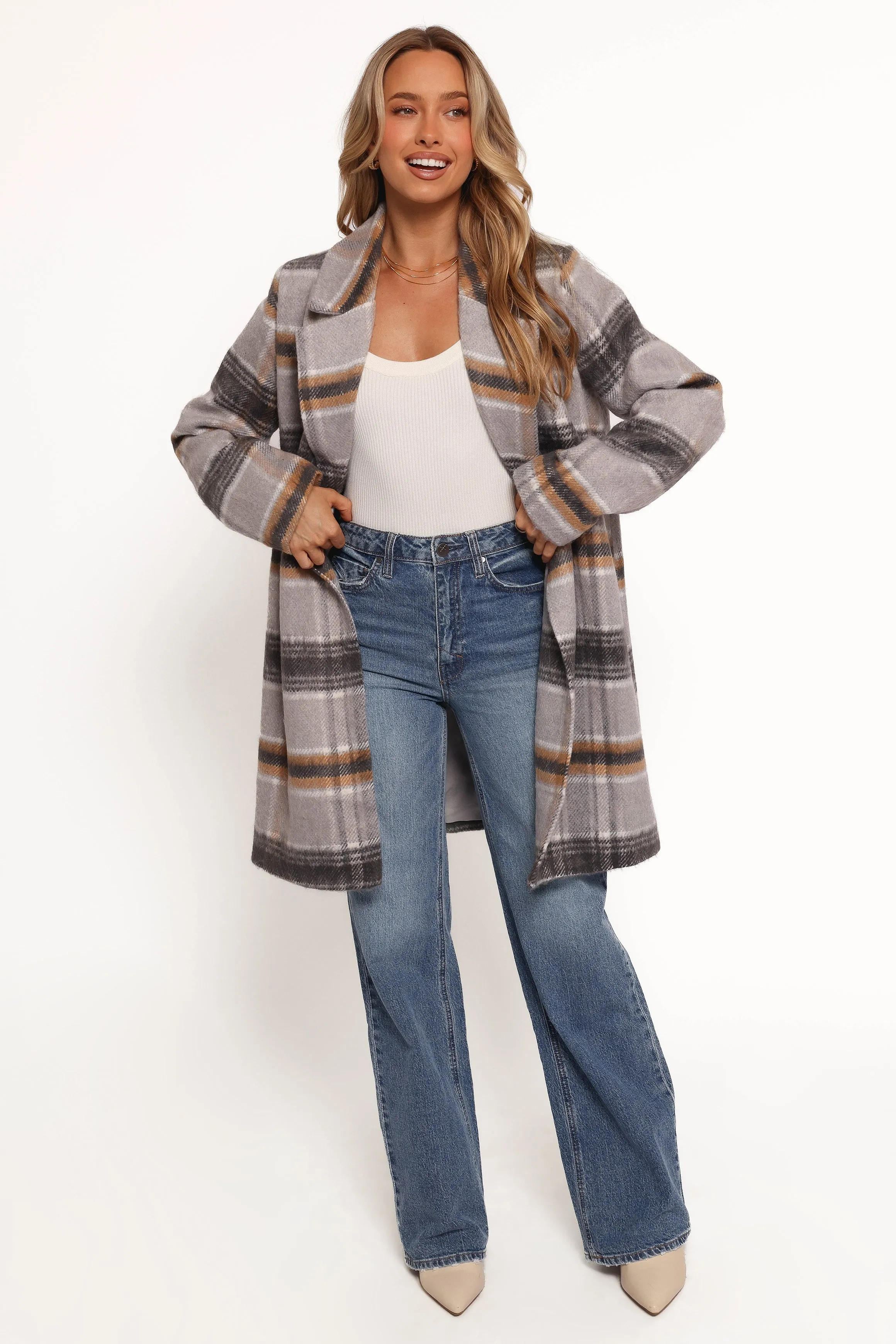Zella Long Coat - Grey Multi